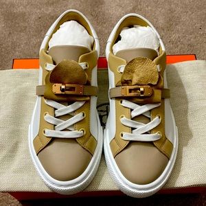 New with Tag Hermes Calfskin Day Sneakers Multicolored Blanc Size 6
